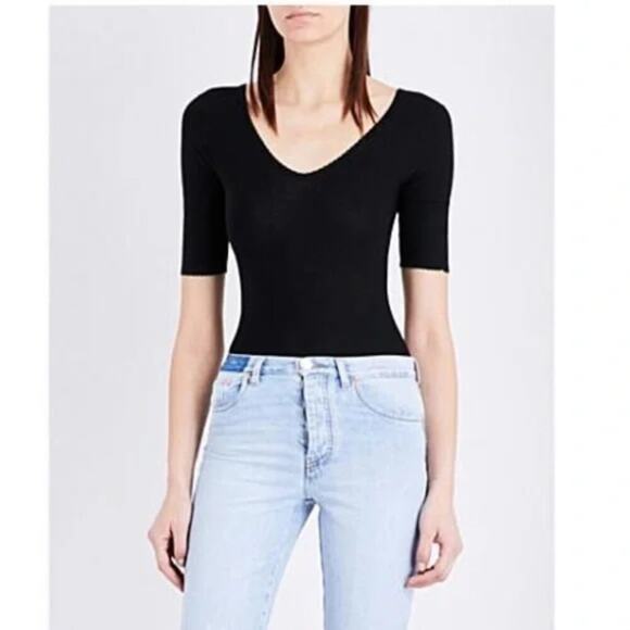 NWT Maje Womens Melly Jersey Bodysuit Black Sz 3, US L - Picture 1 of 14